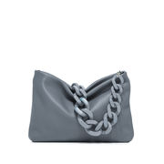 BRENDA LEATHER SHOULDER BAG WITH RESIN CHAIN Woman Soft Blue BRENDA LEATHER SHOULDER BAG WITH RESIN CHAIN Woman Soft Blue