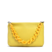 BRENDA LEATHER SHOULDER BAG WITH RESIN CHAIN Woman Sunny BRENDA LEATHER SHOULDER BAG WITH RESIN CHAIN Woman Sunny