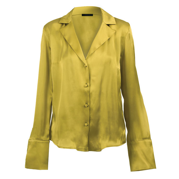 CAMICIA MISTO SETA COLLO REVER Donna Verde Acido