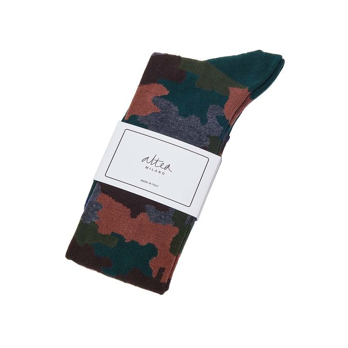 CAMOUFLAGE LONG SOCKS IN COTTON Man Army