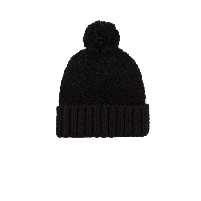 CAP IN BOUCLE YARN' WITH POMPON Woman Black