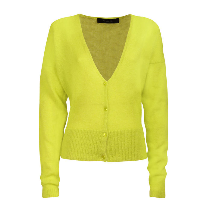 CARDIGAN CROPPED IN MOHAIR Woman Acid Green