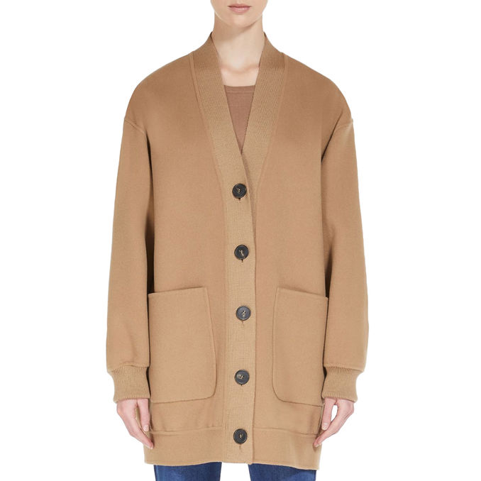 CARDIGAN PURE WOOL DRAP ZELMA Woman Camel