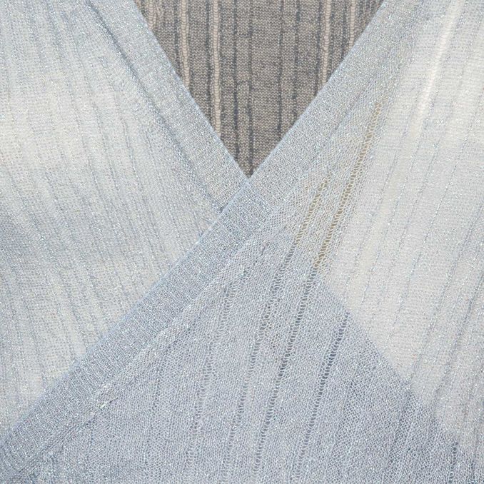 CARDIGAN SHORT CROSS Woman Light Blue Lurex