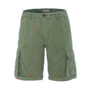 CARGO BERMUDA WITH CHILLI PEPPERS Man Lichen green embroidery CARGO BERMUDA WITH CHILLI PEPPERS Man Lichen green embroidery