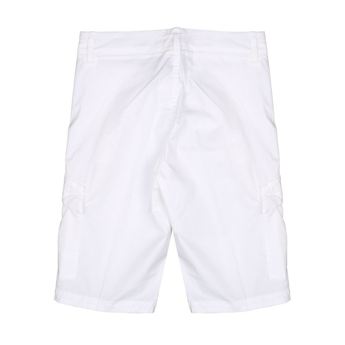 CARGO SHORTS IN STRETCH COTTON PATCH LOGO Kids White