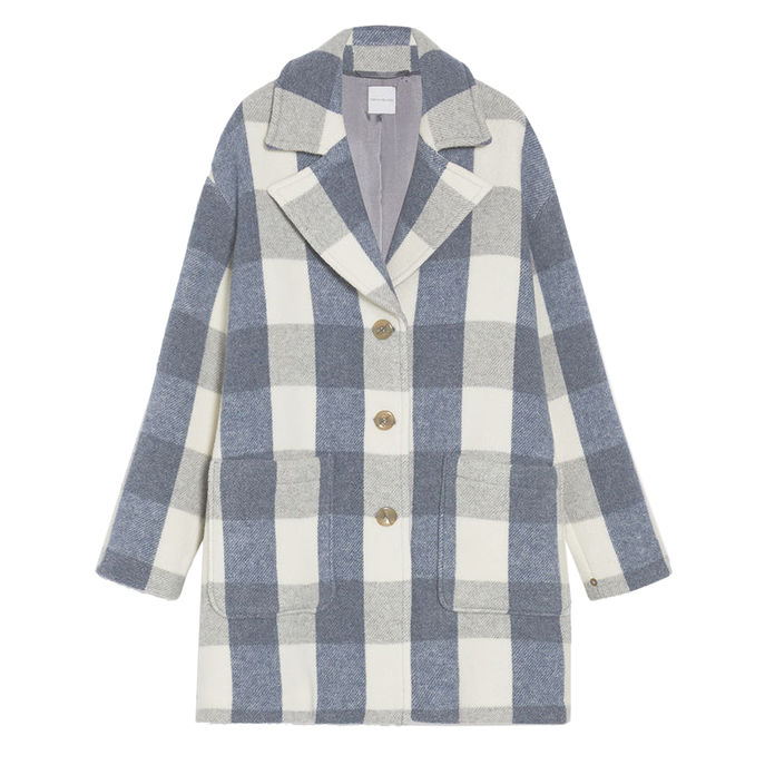 PENNYBLACK CHECK COAT Woman Light Blue Green | Mascheroni Store