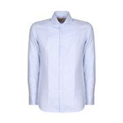 CHECK COTTON SHIRT WITH FRENCH COLLAR Man White Light blue CHECK COTTON SHIRT WITH FRENCH COLLAR Man White Light blue