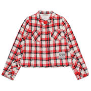 CHECK IN TWEED KOREAN JACKET Child Red Beige CHECK IN TWEED KOREAN JACKET Child Red Beige