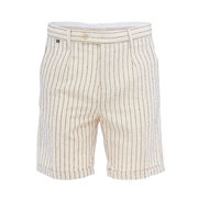 CHINO BERMUDA IN PINSTRIPE LINEN Man Beige Moro CHINO BERMUDA IN PINSTRIPE LINEN Man Beige Moro