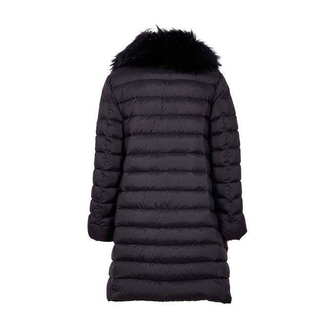 MOORER CINTIA S3 DOWN COAT WITH FUR COLLAR Woman Black | Mascheroni Store