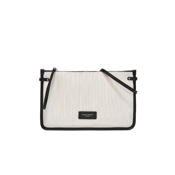 CLUTCH MARCELLA LEATHER AND FABRIC Woman Cream