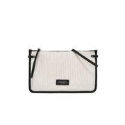 CLUTCH MARCELLA LEATHER AND FABRIC Woman Cream CLUTCH MARCELLA LEATHER AND FABRIC Woman Cream