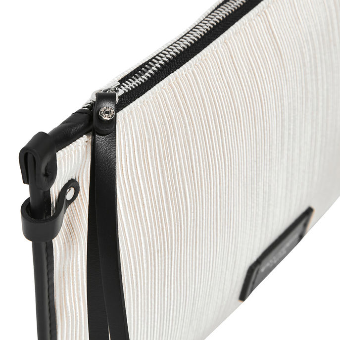 CLUTCH MARCELLA LEATHER AND FABRIC Woman Cream