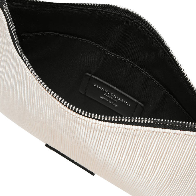 CLUTCH MARCELLA LEATHER AND FABRIC Woman Cream