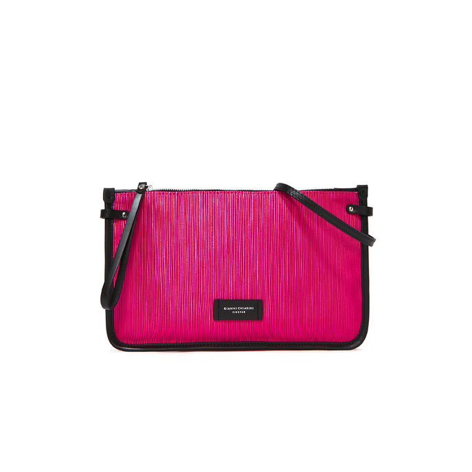 CLUTCH MARCELLA LEATHER AND FABRIC Woman Fucshia