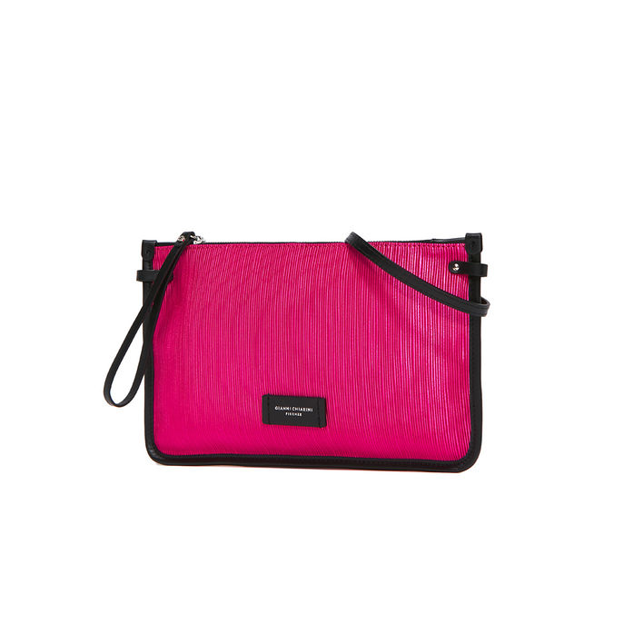 CLUTCH MARCELLA LEATHER AND FABRIC Woman Fucshia