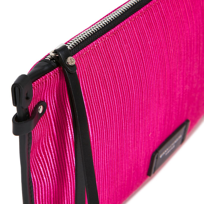CLUTCH MARCELLA LEATHER AND FABRIC Woman Fucshia