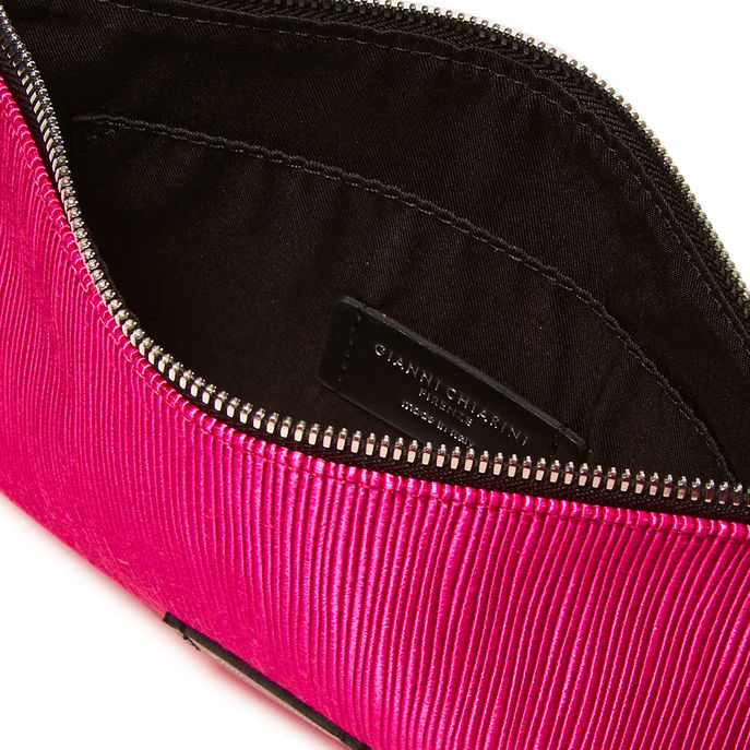 CLUTCH MARCELLA LEATHER AND FABRIC Woman Fucshia