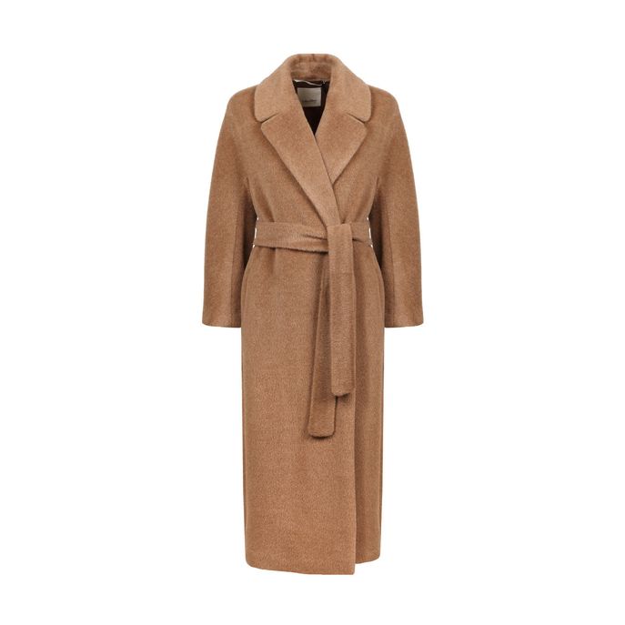 COAT ELVY IN ALPACA AND WOOL BLEND WITH BELT Woman Camel