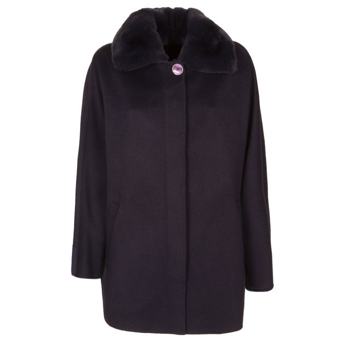 COAT IN CASHMERE AND MERINO WOOL Woman Night Blue