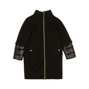 COAT OVETTO HIGH NECK Kid Black Lurex  COAT OVETTO HIGH NECK Kid Black Lurex