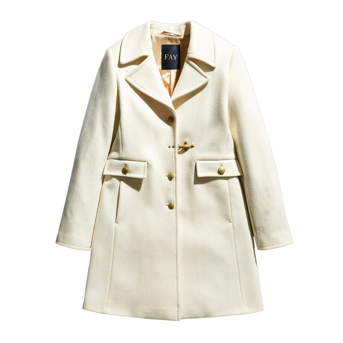 COAT WITH HOOK Woman White Wool