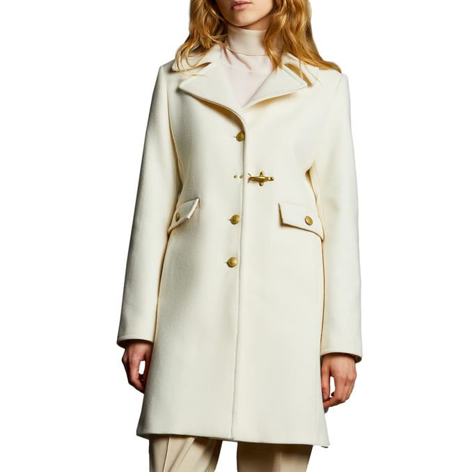 COAT WITH HOOK Woman White Wool