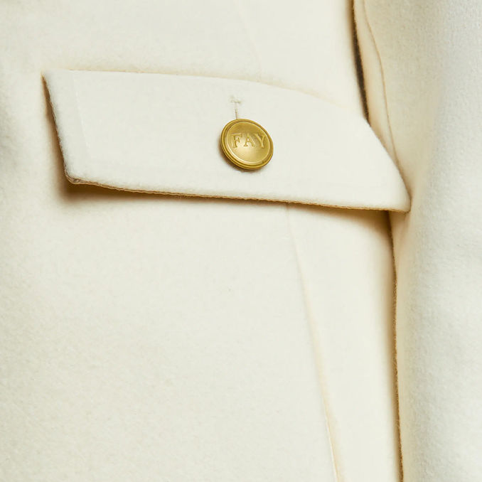 COAT WITH HOOK Woman White Wool