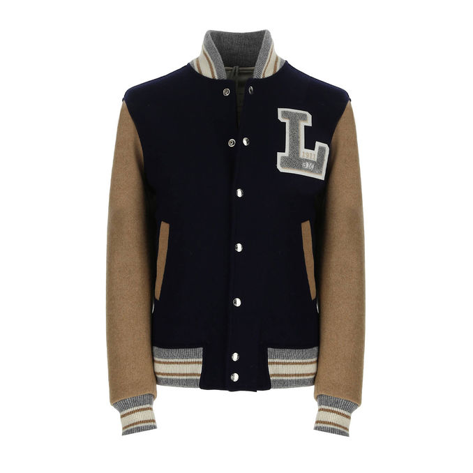 COLLEGE BOMBER IN JERSEY Men Blue/Camel