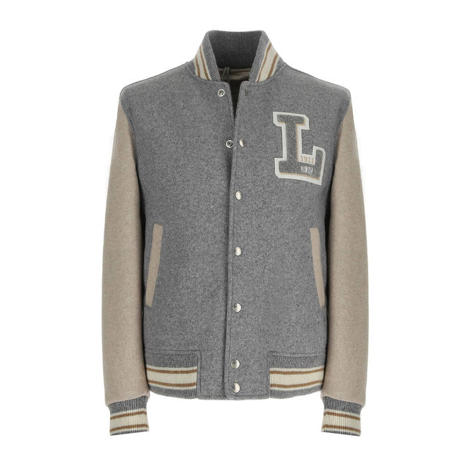COLLEGE BOMBER IN JERSEY Men Grey/Beige