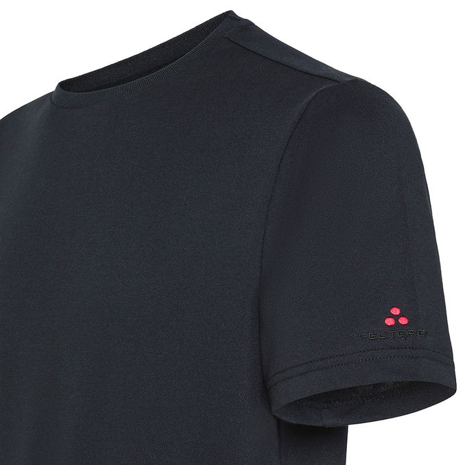 COTTON AND SILK STRETCH PIQUET T-SHIRT