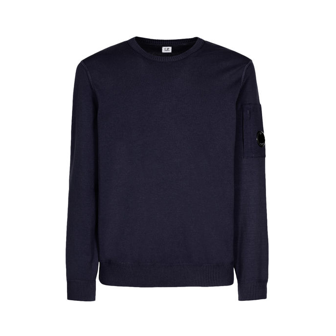 COTTON CREPE SWEATER Men Navy Blue