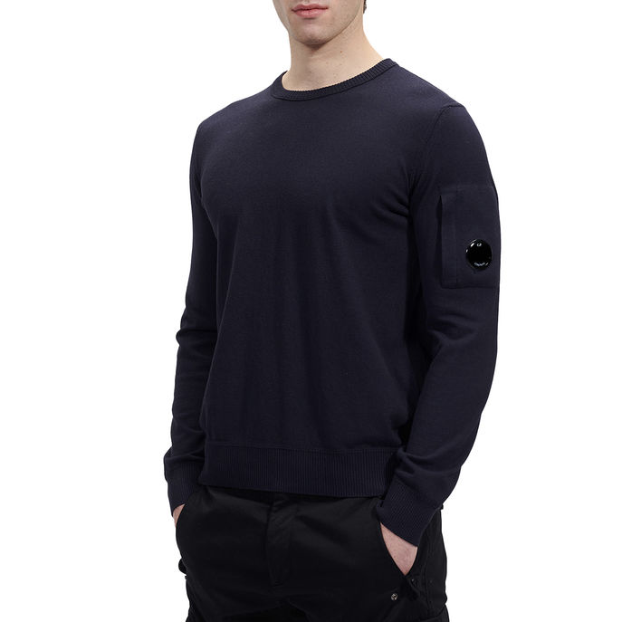 COTTON CREPE SWEATER Men Navy Blue