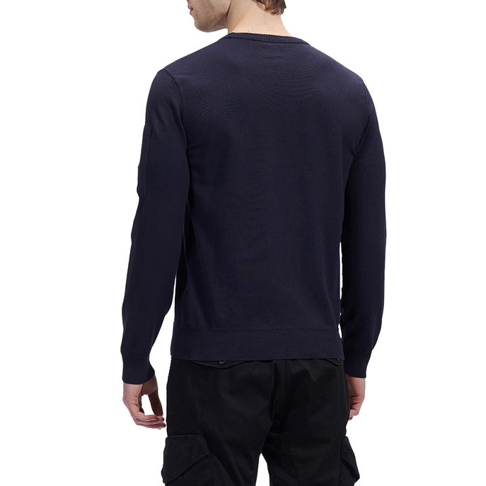 COTTON CREPE SWEATER Men Navy Blue