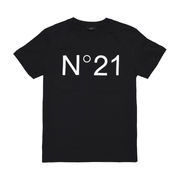 COTTON CREW NECK T-SHIRT WITH LOGO Girl Black COTTON CREW NECK T-SHIRT WITH LOGO Girl Black
