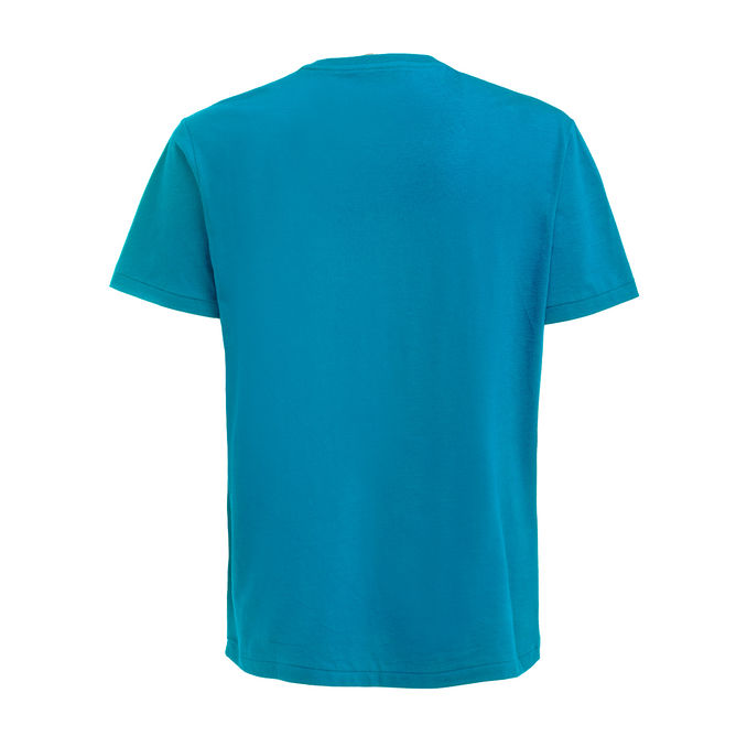 COTTON CREW NECK T-SHIRT WITH LOGO Man Blue