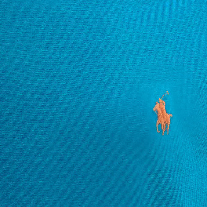 COTTON CREW NECK T-SHIRT WITH LOGO Man Blue