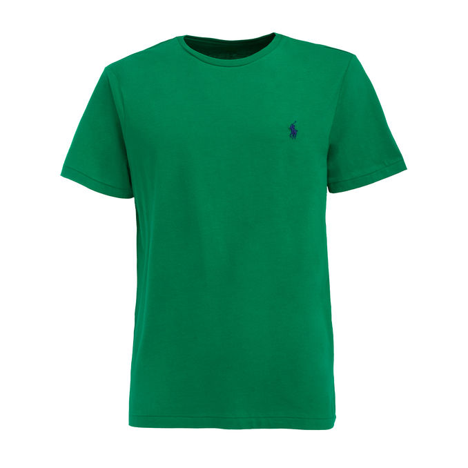 COTTON CREW NECK T-SHIRT WITH LOGO Man Green