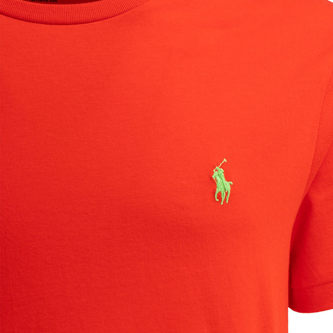 COTTON CREW NECK T-SHIRT WITH LOGO Man Red