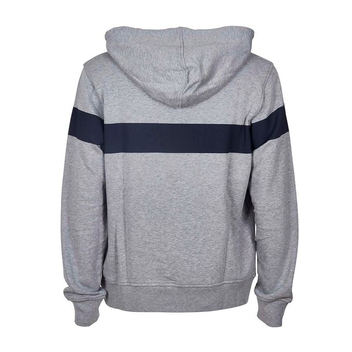 COTTON HOODIE WITH CONTRAST TAPE Man Grey Blue