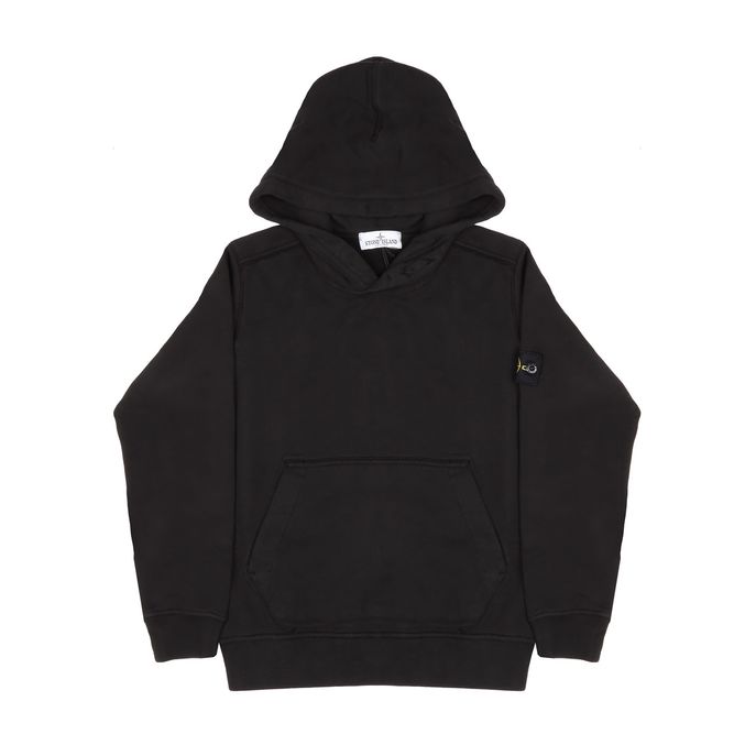 STONE ISLAND COTTON HOODIE WITH KANGAROO POCKET Kid Black