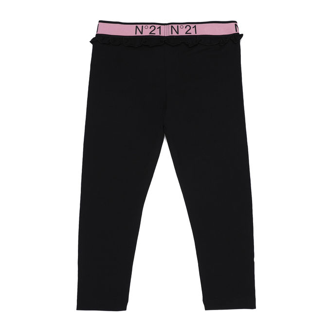 COTTON LEGGINGS WITH LOGO BAND Girl Black