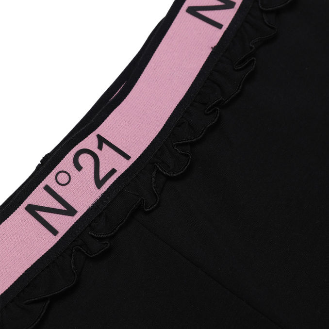 COTTON LEGGINGS WITH LOGO BAND Girl Black