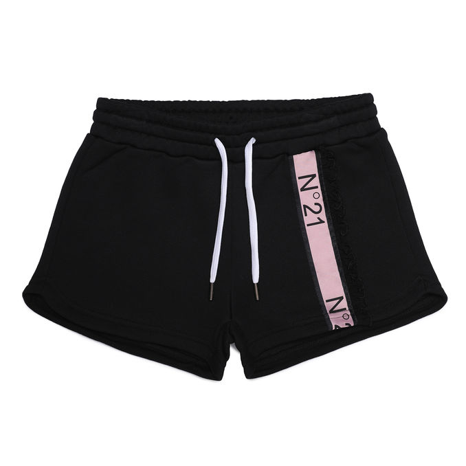 COTTON SHORT WITH LOGO BAND Girl Black