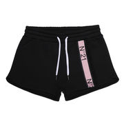 COTTON SHORT WITH LOGO BAND Girl Black COTTON SHORT WITH LOGO BAND Girl Black