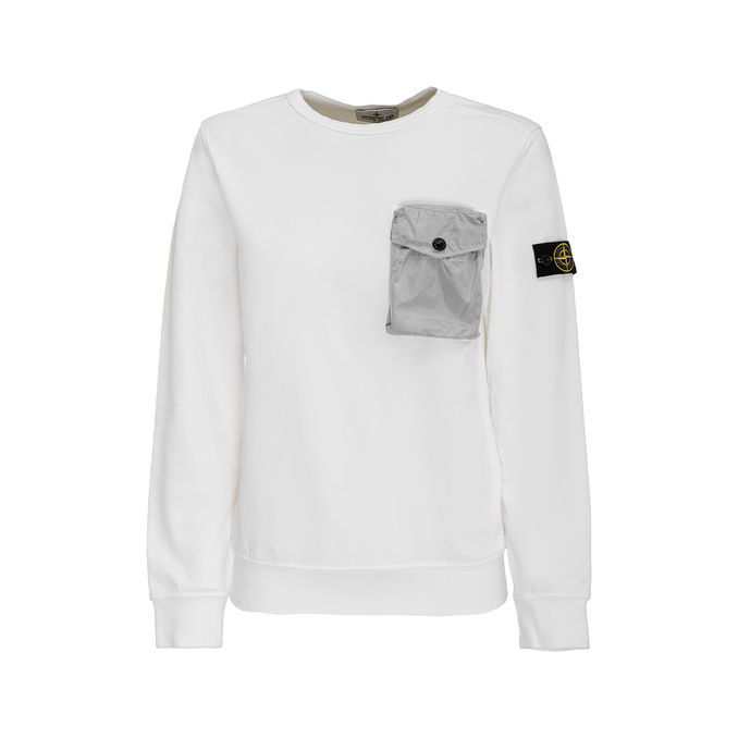COTTON SWEATSHIRT WITH NYLON POCKET Kids White