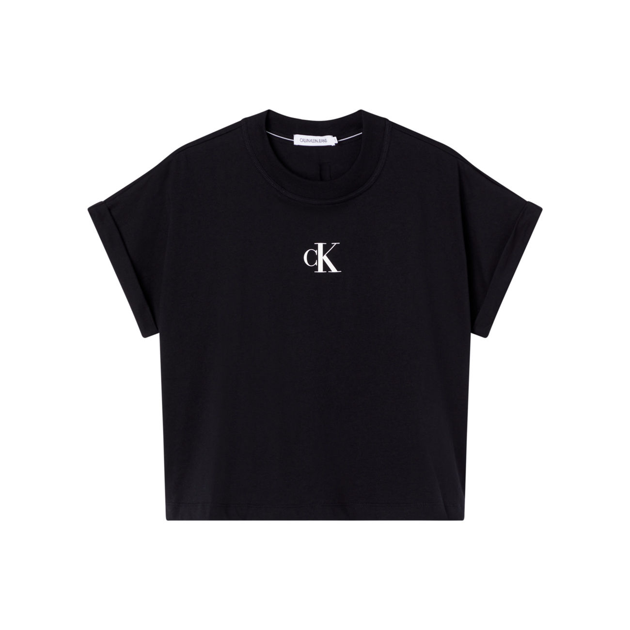 COTTON T-SHIRT WITH FRONT AND BACK LOGO Woman CK Black