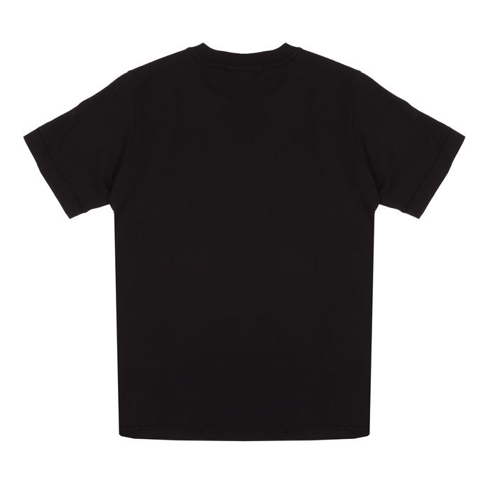 COTTON T-SHIRT WITH SHORT SLEEVE AND LOGO PATCH Kids Black