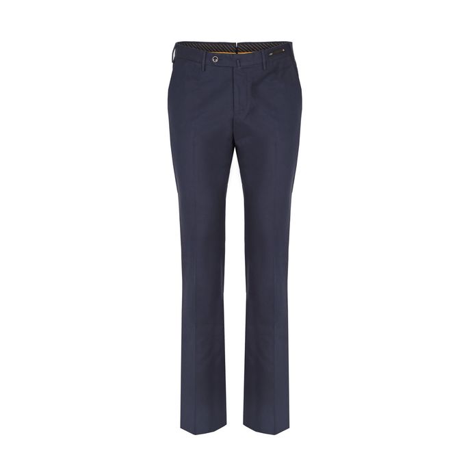 COTTON TROUSERS WITH MICROPATTERN Man Navy blue